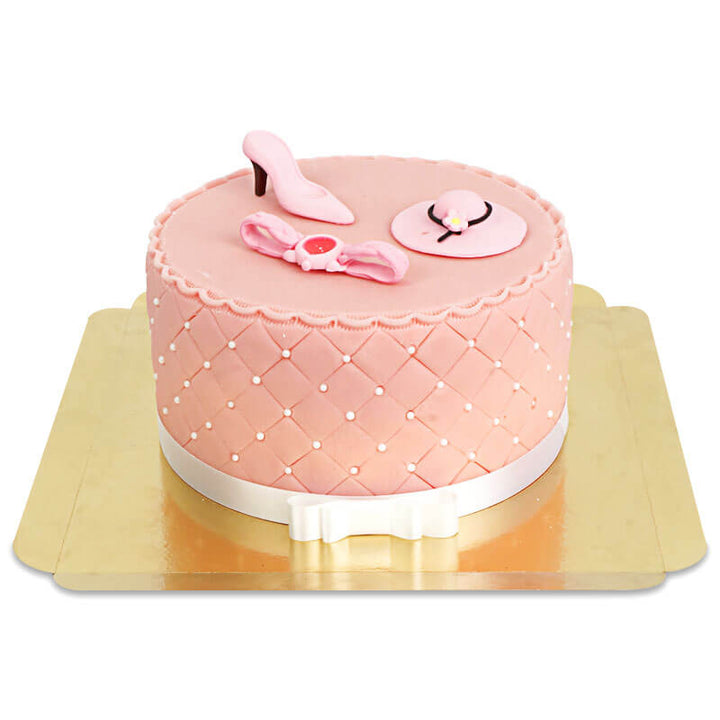 Deluxe Make-Up Torte mit bunter Zuckerdeko und weißem Band
