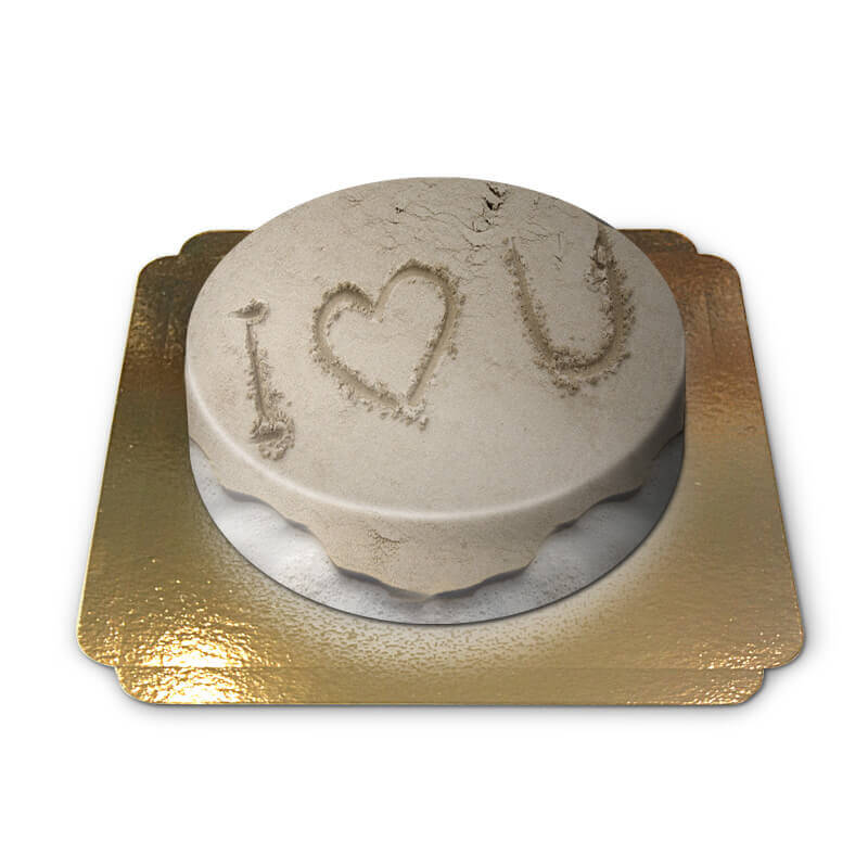 Ich liebe dich auf dem Strand Torte