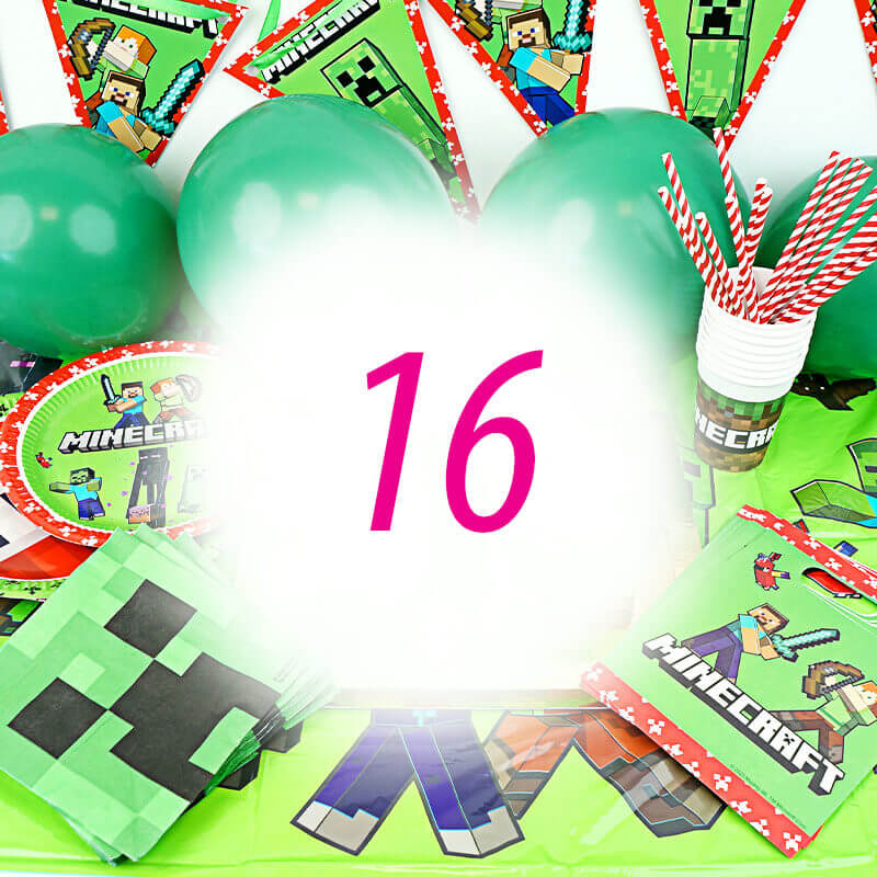 Minecraft® Partyset für 16 Personen - ohne Torte