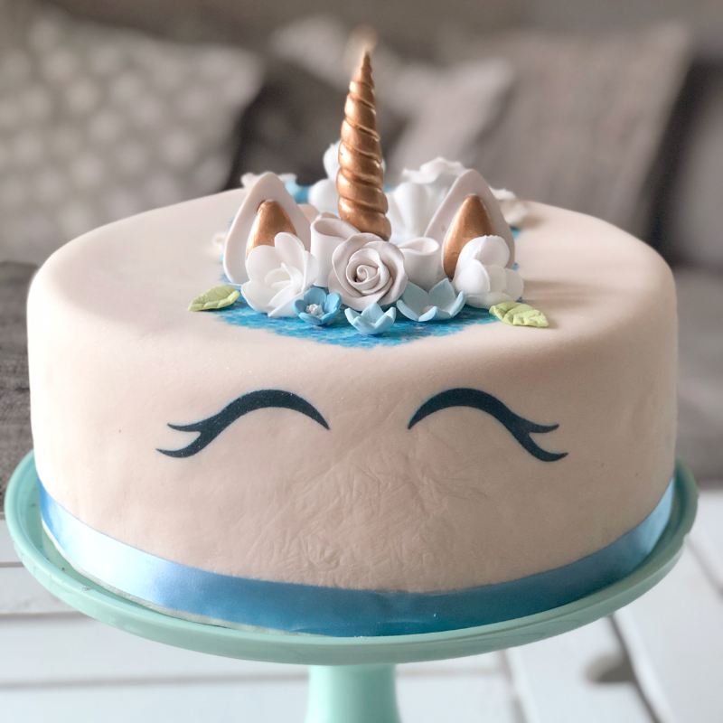 Blaue Einhorn-Deluxe-Torte - doppelte Höhe