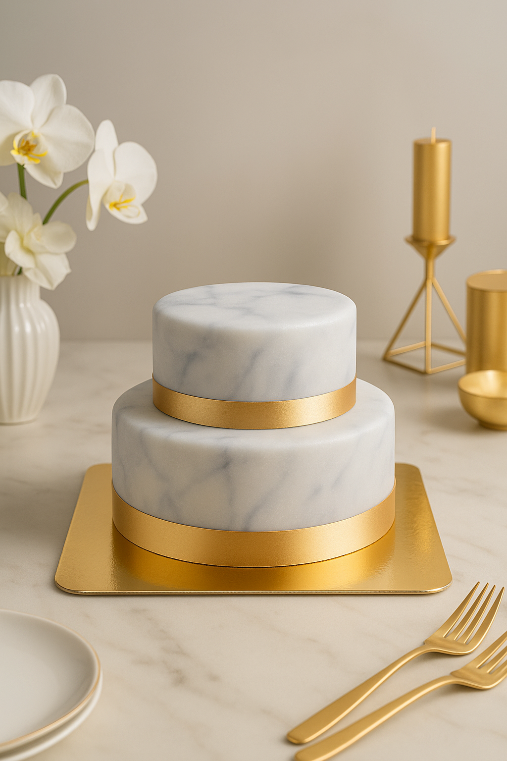 2-stöckige Deluxe-Marmormuster-Torte