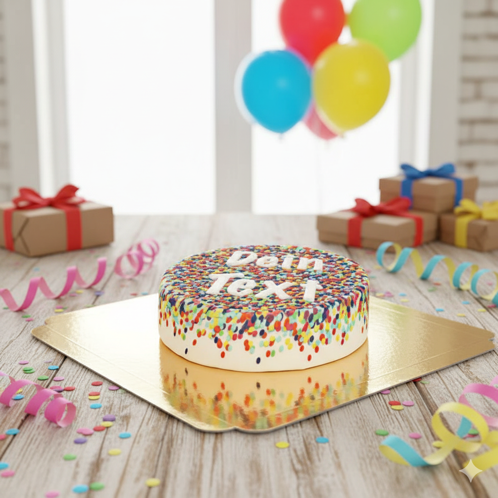 Konfetti-Torte + individuelle Beschriftung