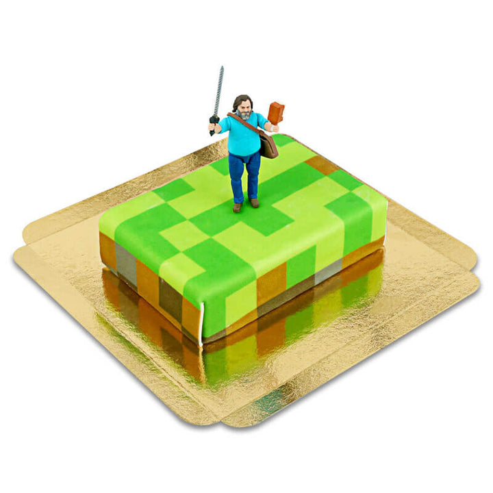 Minecraft®-Figur auf Spielewelt-Torte