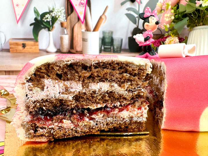 Minnie® Maus auf Punkte-Torte mit Band