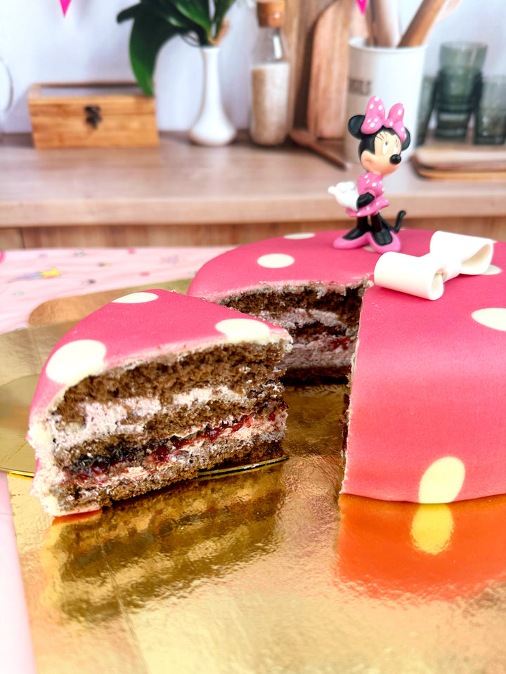 Minnie® Maus auf Punkte-Torte mit Band