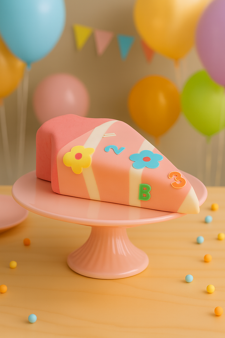 Schultüten-Torte mit Blumen in Pink