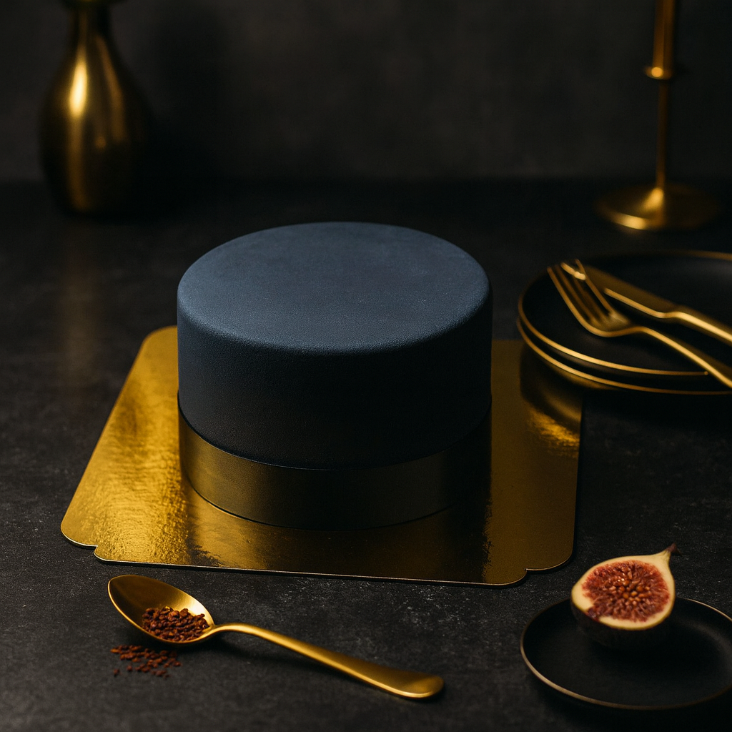 Schwarze Deluxe Torte mit Tortenband