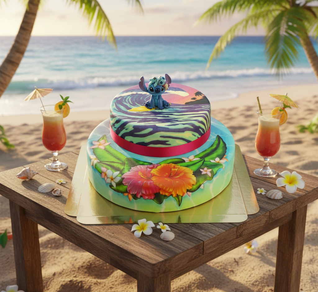Stitch® auf 2-stöckiger Surfer-Torte