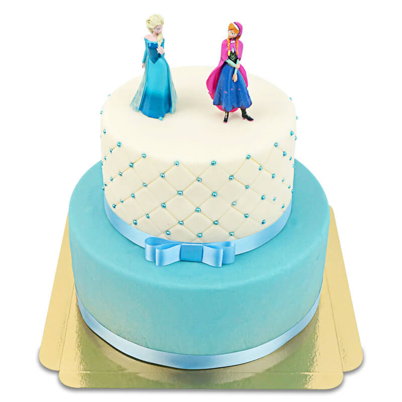 Anna & Elsa Figuren von die Eiskönigin® auf eisiger Deluxe Torte