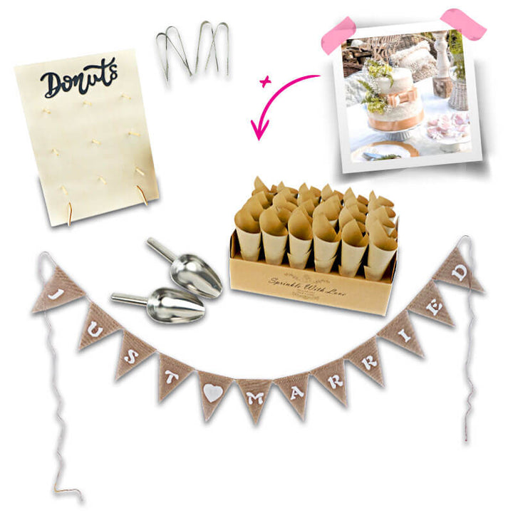 Candy Bar Set "Just Married" inkl. Hochzeitstorte