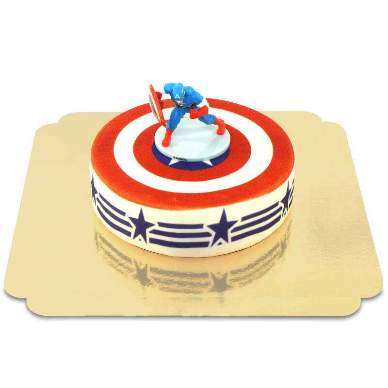 Captain America® auf Stars-and-Stripes-Torte