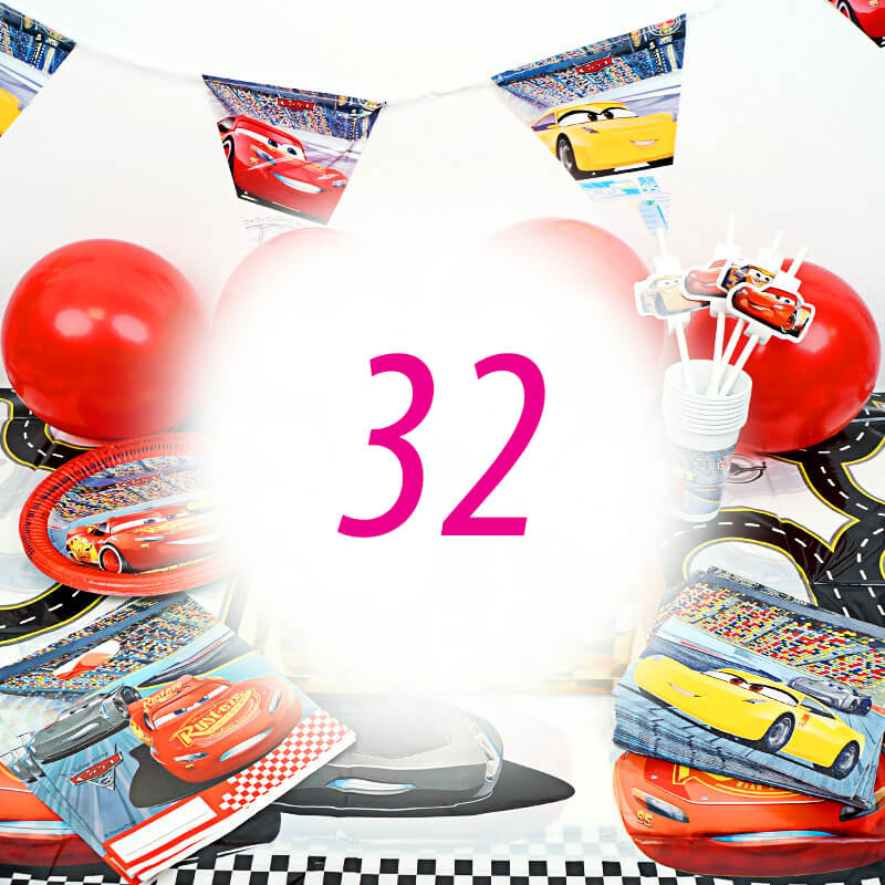 Cars® Partyset für 32 Personen - ohne Torte