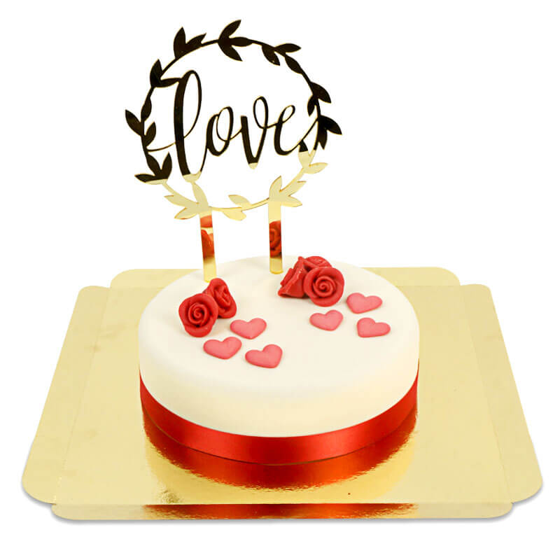 Dekoset Valentinstag, rot (Cake Topper gold)