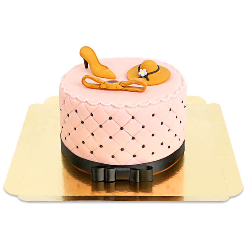 Deluxe Make-Up Torte mit bunter Zuckerdeko und schwarzem Band