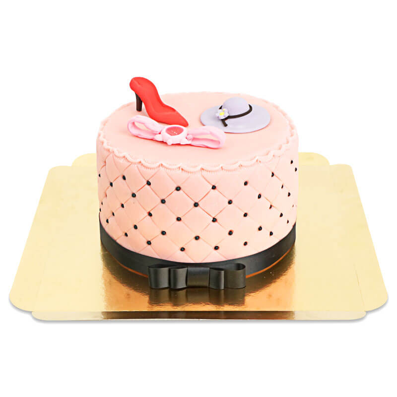 Deluxe Make-Up Torte mit bunter Zuckerdeko und schwarzem Band