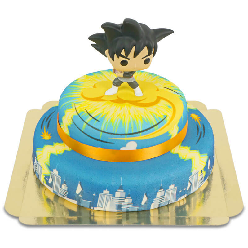 Goku® Black auf 2-stöckiger Nimbus über Stadt-Torte