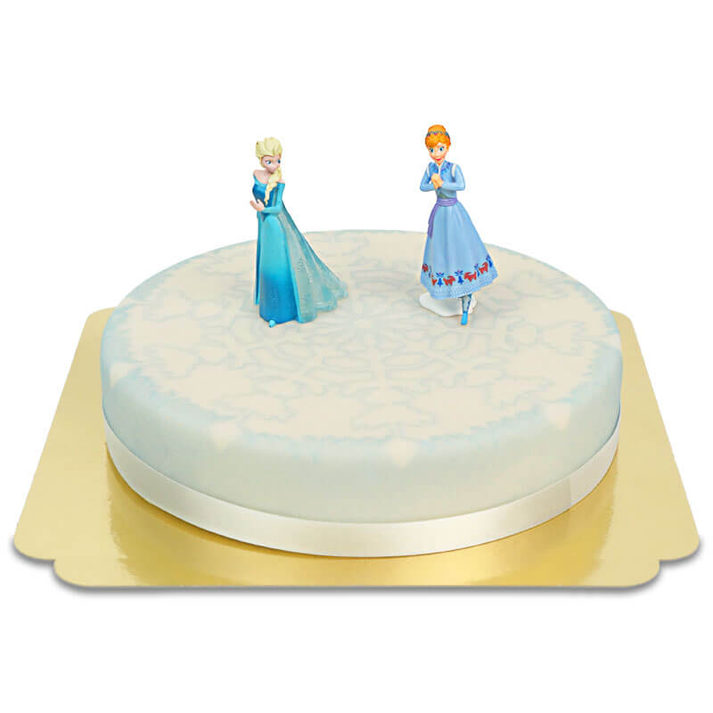 Anna und Elsa von die Eiskönigin® auf Schneeflocken-Torte