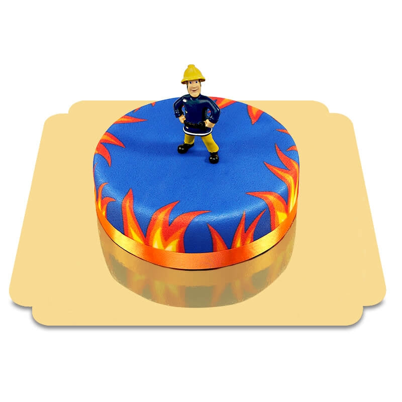 Feuerwehrmann Sam® auf blauer Torte