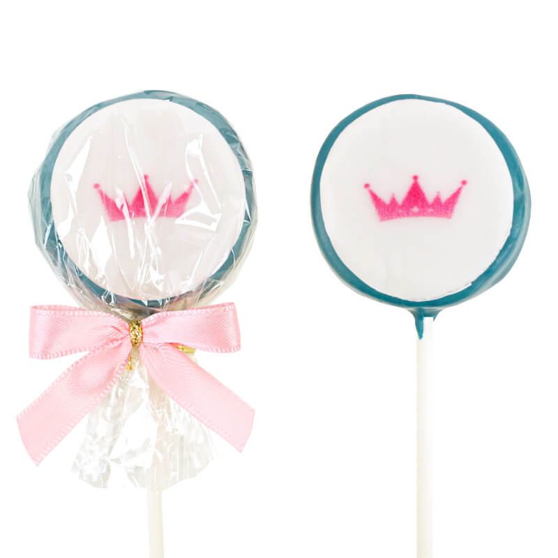 Einfarbige bunte Flatpops mit Logo (12 Stück)