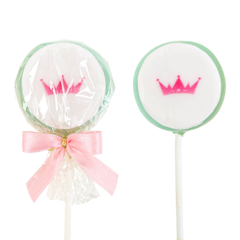 Einfarbige bunte Flatpops mit Logo (12 Stück)