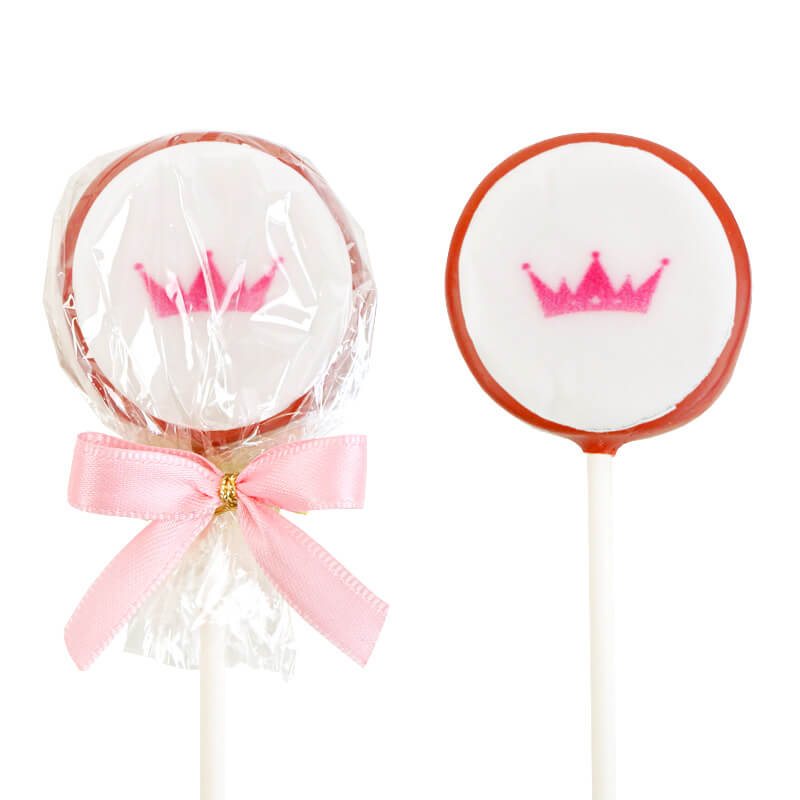 Einfarbige bunte Flatpops mit Logo (12 Stück)