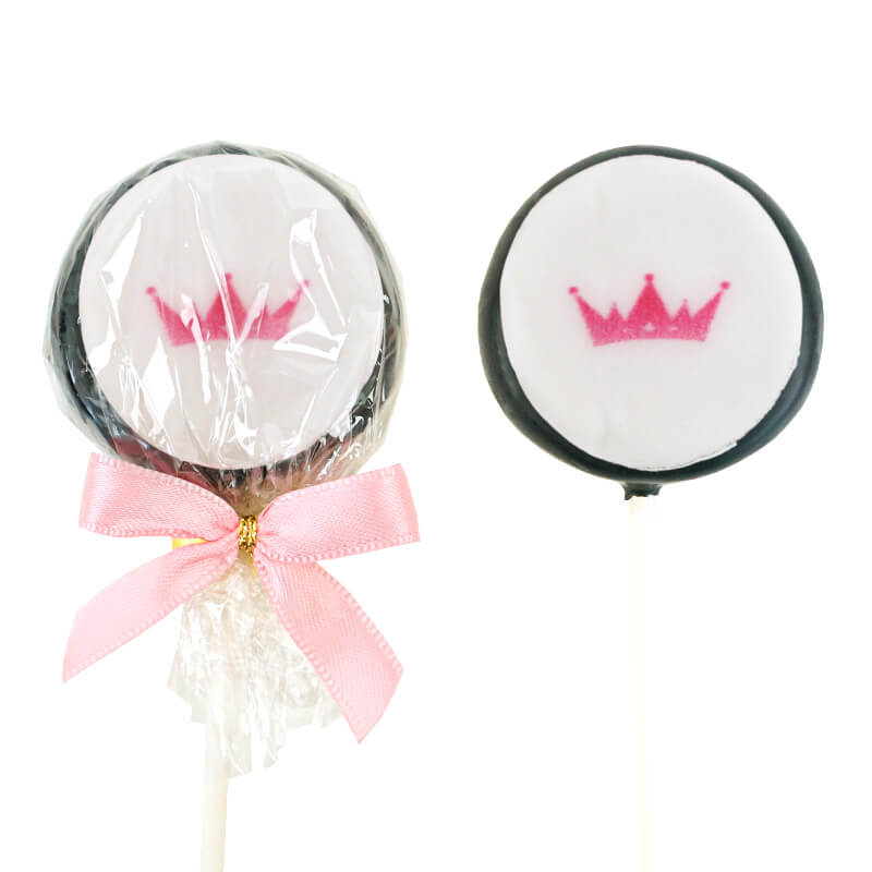 Einfarbige bunte Flatpops mit Logo (12 Stück)