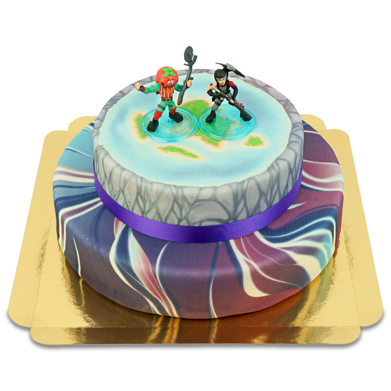 Fortnite® Figur auf 2-stöckiger Galaxie-Torte