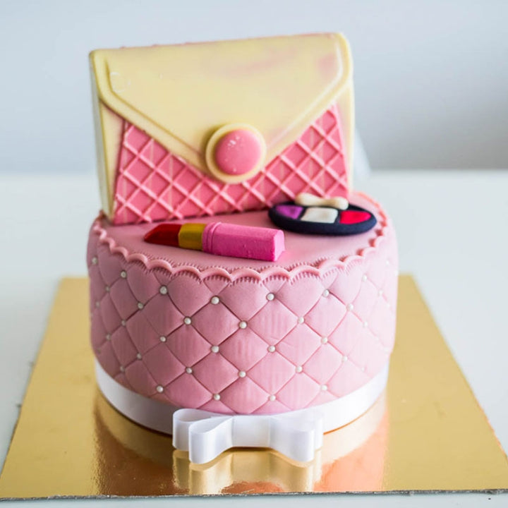 Deluxe Make-Up Torte, Rund doppelte Höhe mit weißer Schokotasche