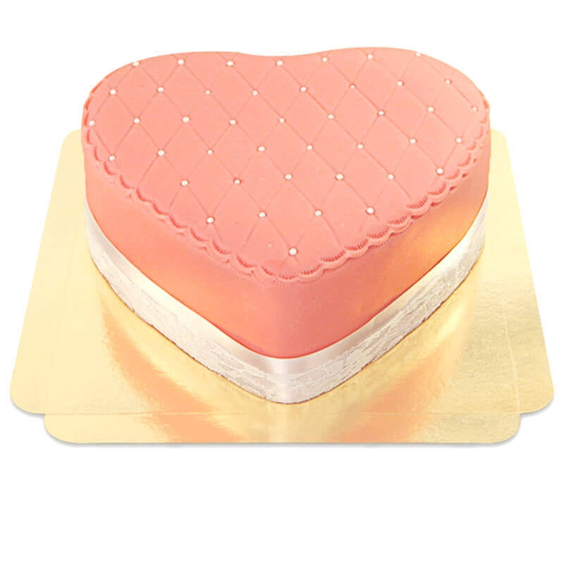 Pinke Deluxe Valentinstagstorte in Herzform - doppelte Höhe