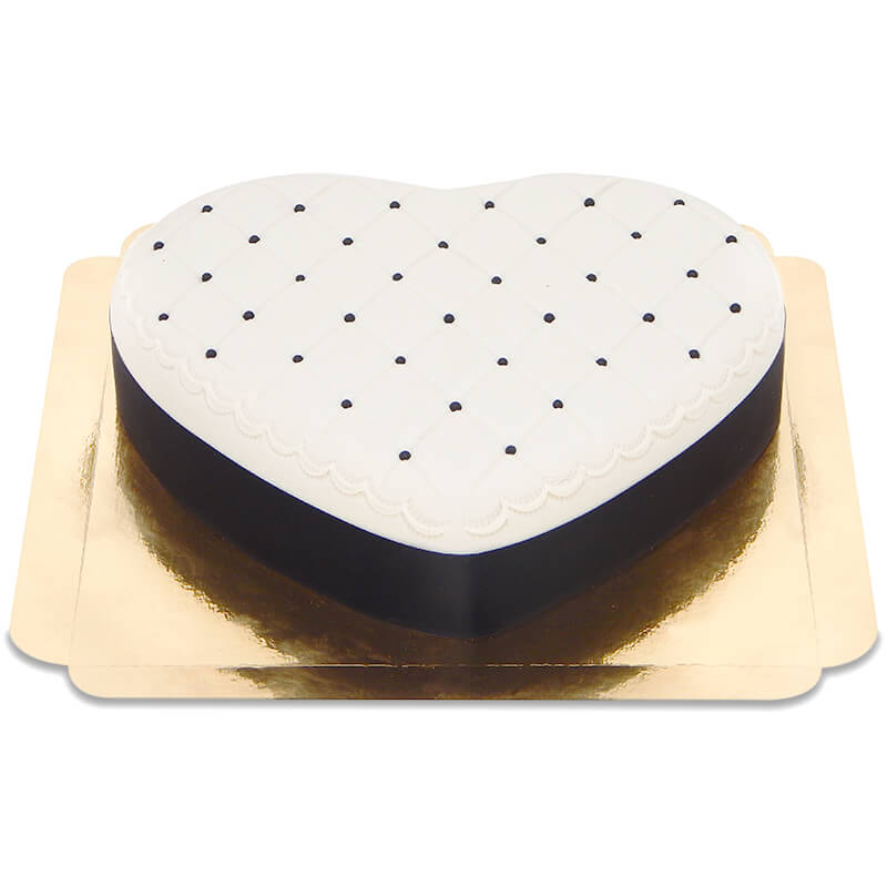 Deluxe Valentinstagstorte in Herzform, schwarz&weiß