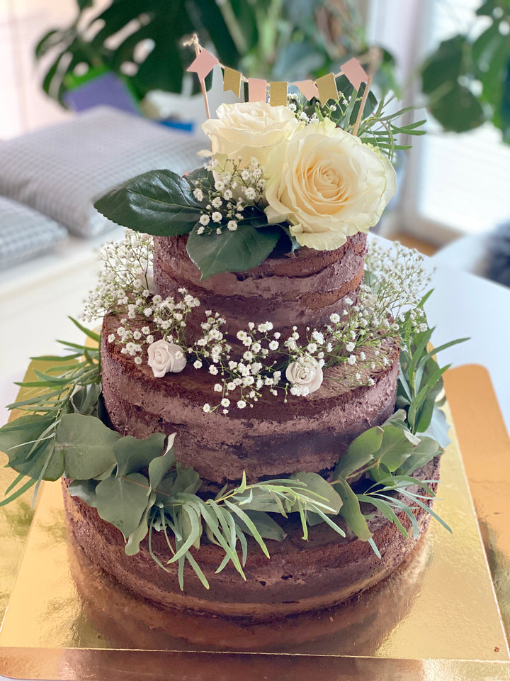 Schokoladiger Naked Cake, Hochzeitstorte