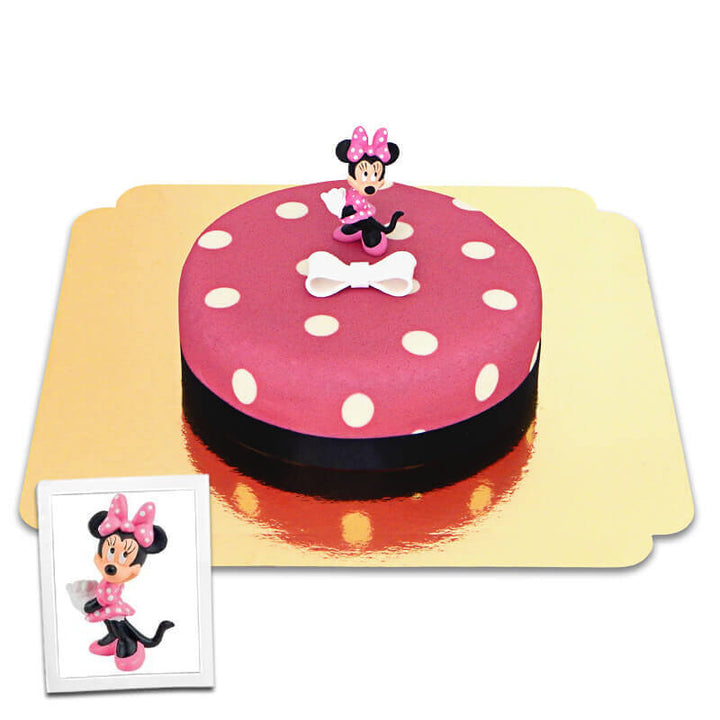 Minnie® Maus auf Punkte-Torte mit Band (Torte)