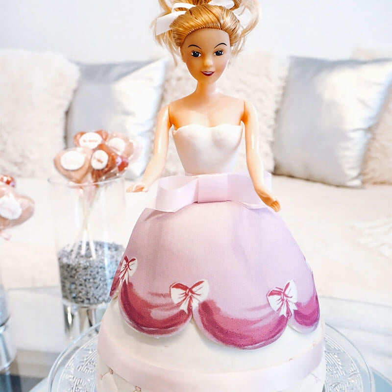 Deluxe Puppenprinzessin-Torte mit rosa Kleid