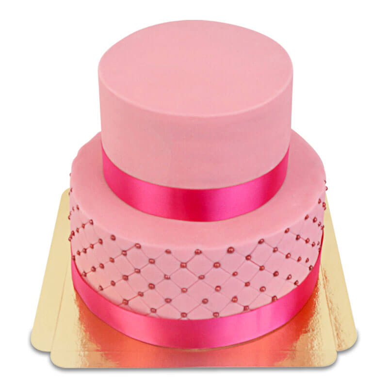 Pinke Hochzeitstorte mit Zuckerperlen