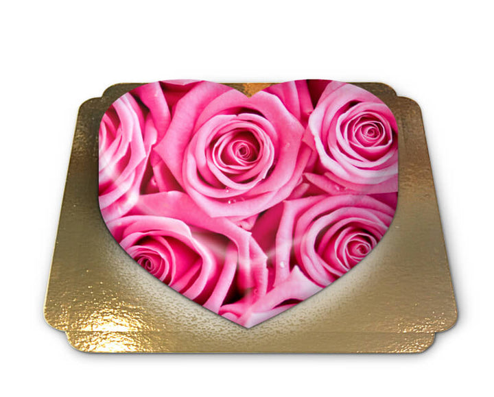 Pinke Rosen-Torte in Herzform