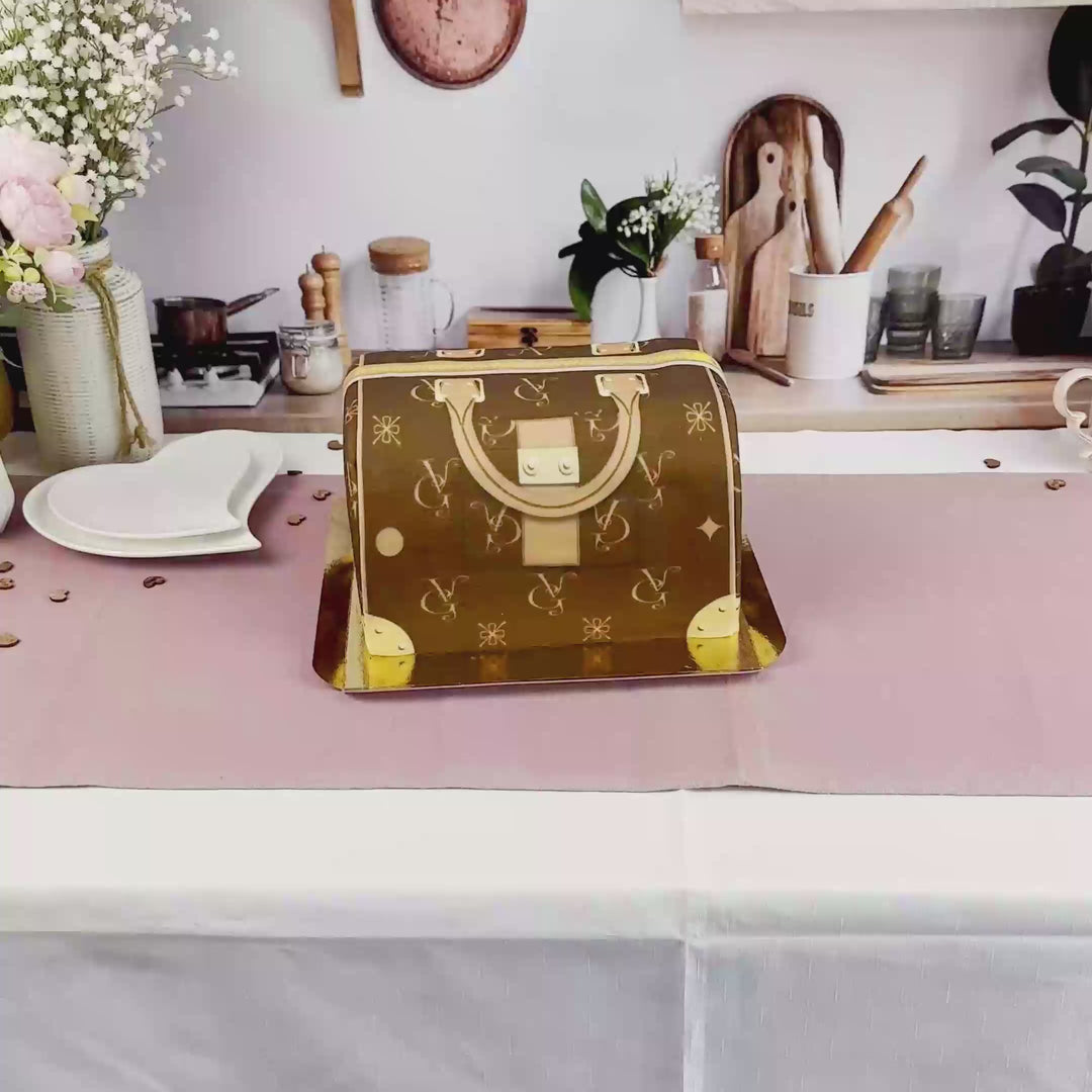 Handtaschen-Torte VG, braun mit beigen Details
