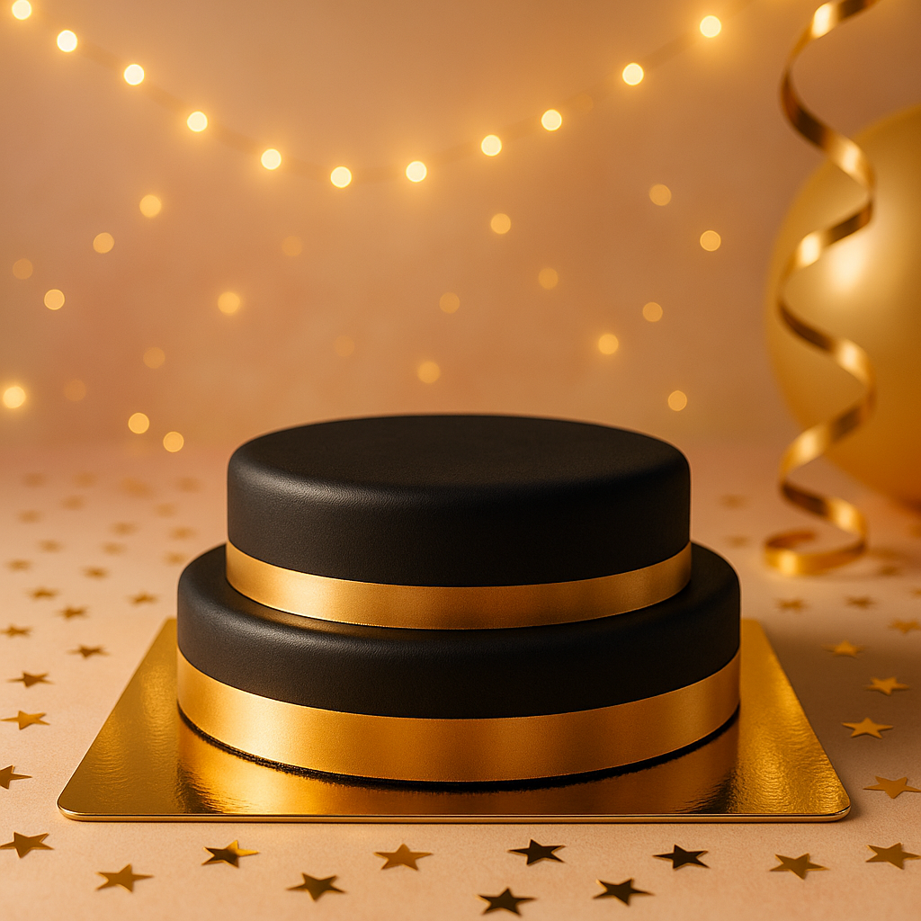 Schwarze Torte mit Tortenband