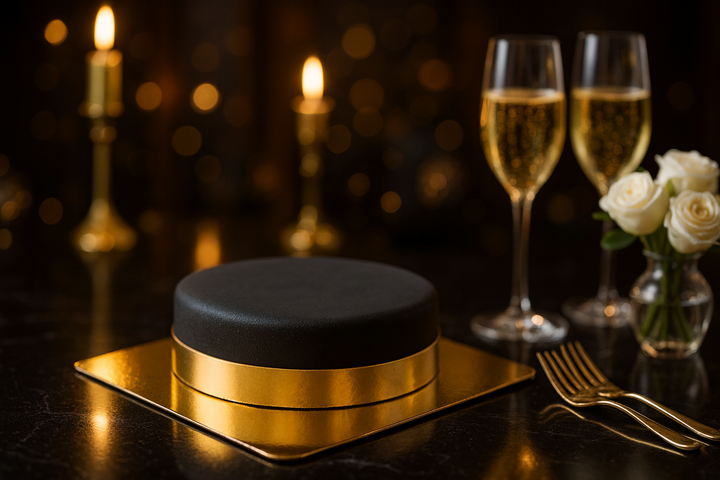 Schwarze Torte mit Tortenband