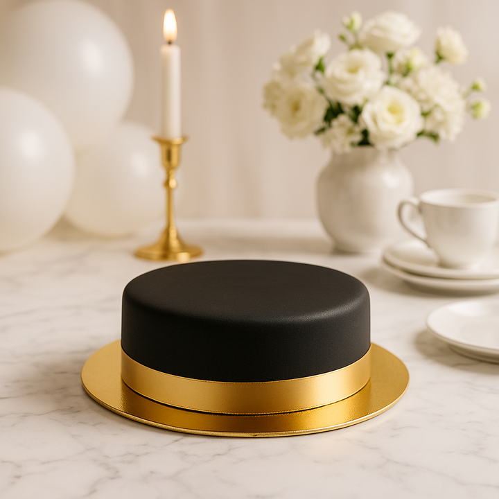 Schwarze Torte mit Tortenband