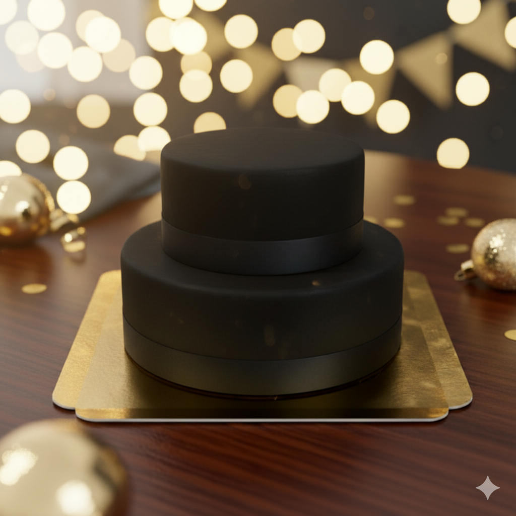 Schwarze Deluxe Torte mit Tortenband