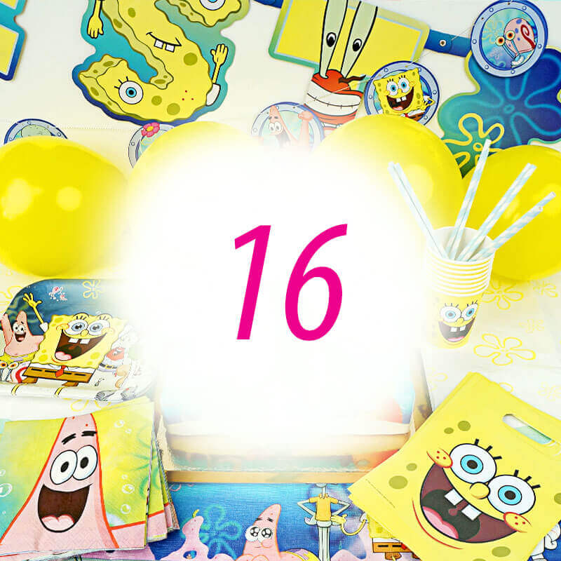 Spongebob® Partyset für 16 Personen - ohne Torte