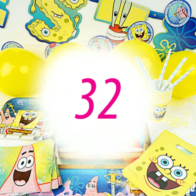 Spongebob® Partyset für 32 Personen - ohne Torte