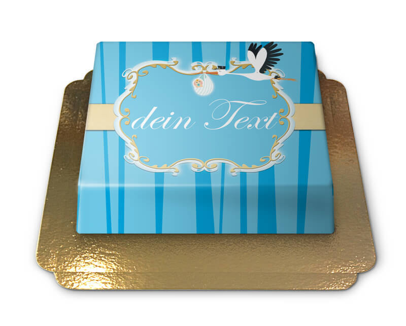 Storch mit Baby Torte, Blau