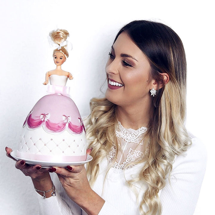 Deluxe Puppenprinzessin-Torte mit rosa Kleid