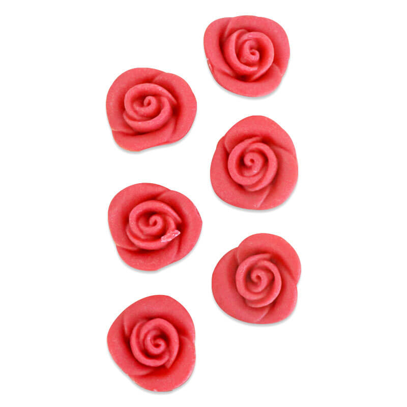 Marzipan Rosen Rot, ca. 25 mm (6er Set)