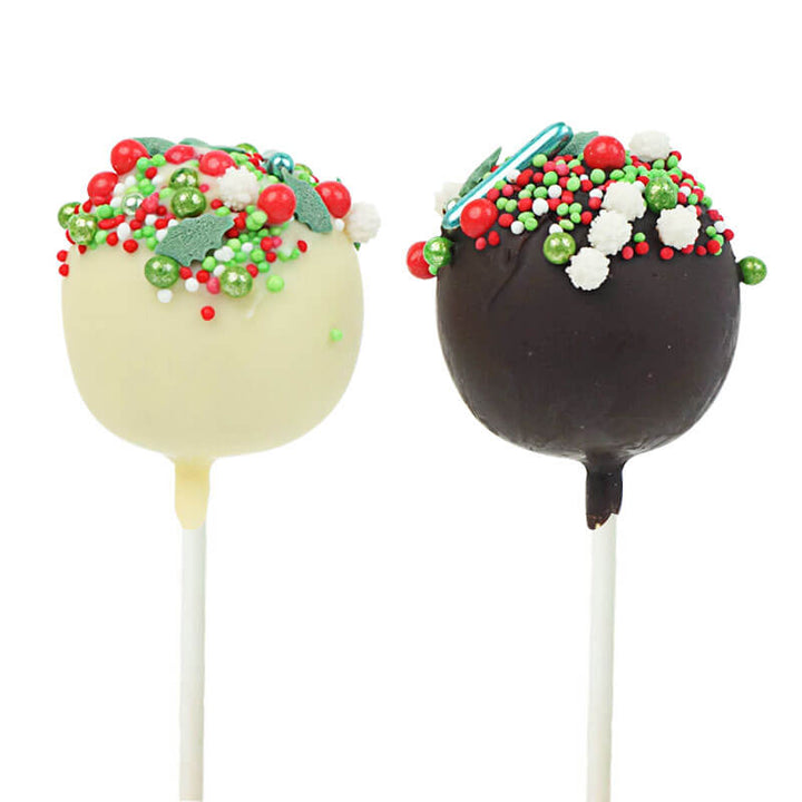 Weihnachts-Cake-Pops mit rot-grünen Streuseln (12 Stück)