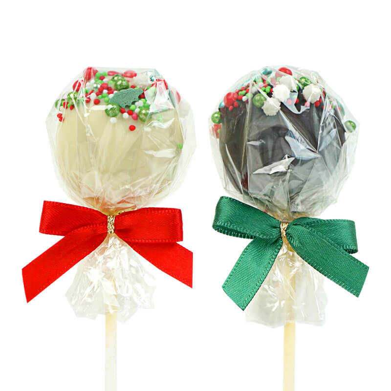 Weihnachts-Cake-Pops mit rot-grünen Streuseln (12 Stück)