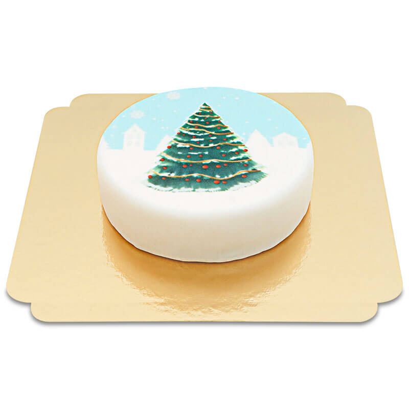 Tannenbaum auf Winterlandschaft Torte